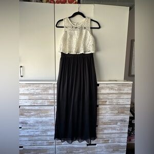 ✨ Girls Amy’s Closet Black & White Lace Maxi Dress Size 14 Formal Wedding 🤍🖤